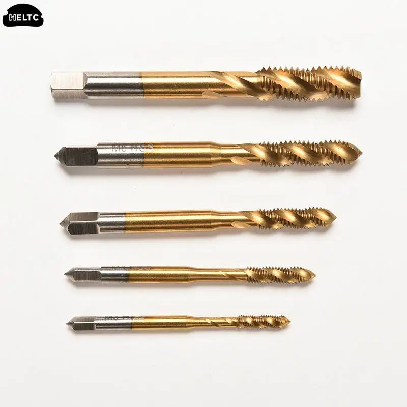 Titanium Coated HSS Spiral Fluted Machine Screw Tap Set | Metric Threading Tool close-up view