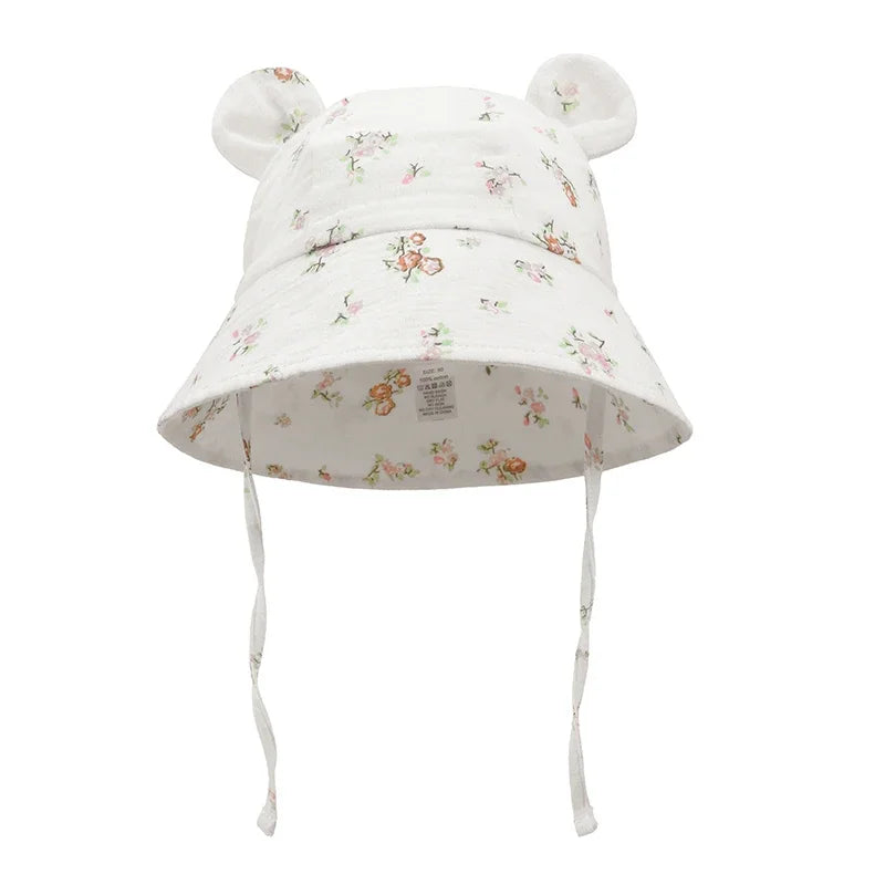 Muslin Baby Sun Hat for Toddlers | 100% Cotton Cartoon Kids Cap additional angle