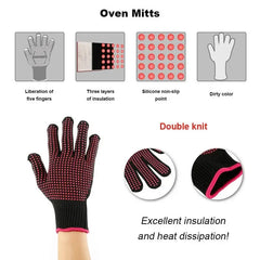 1 Pair Heat Resistant Oven Gloves | Cut Resistant Non Slip Silicone BBQ Gloves for Kitch detail view