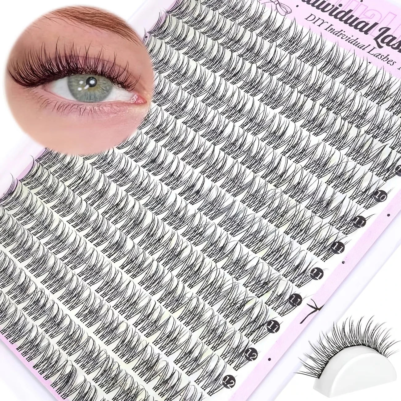 168 Lashes, C-Curl/D-Curl Mixed-Length Natural Volume, DIY Self-Application Eyelash Extensions  Individual Lash Applications