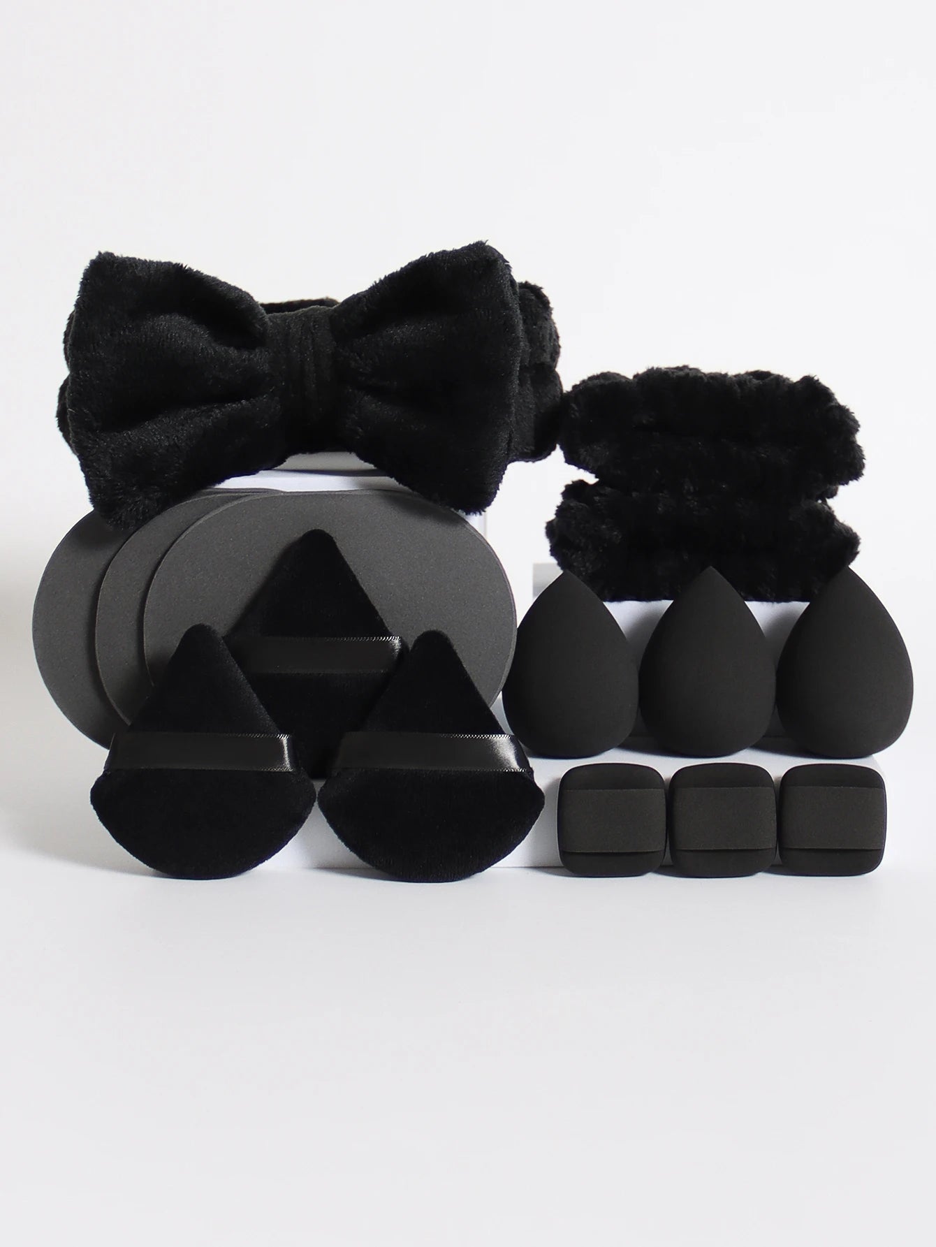 15Pcs Multi-Colored Fluffy Headband and Makeup Sponge Set | Sweet Style Beauty Kit alternate view