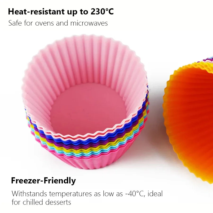 12Pcs Silicone Cup Cake Tool Bakeware Baking Mold Cupcake and Muffin for Cake Making Kit detail view
