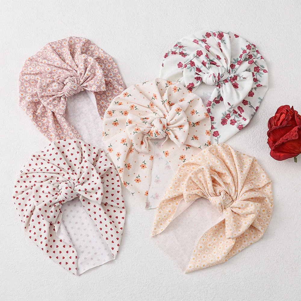 Baby Turban Hats with Prints | Soft Knit Newborn Caps alternate view