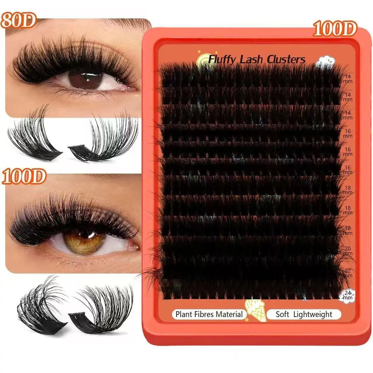 80D-100D 8D Fluffy Cluster Lash Extensions D Curl Mixed Tray Soft Reusable DIY Indivi lifestyle view