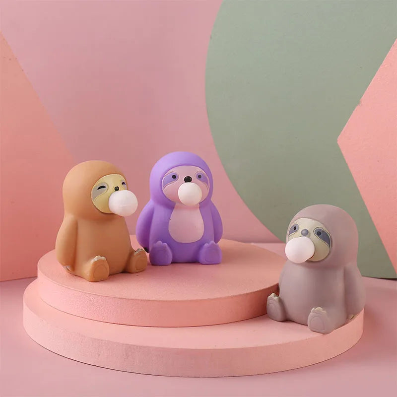 Animal Cute Anti-Stress Ball Decompression Cute sloth blowing bubbles Toys Abraact So alternate view
