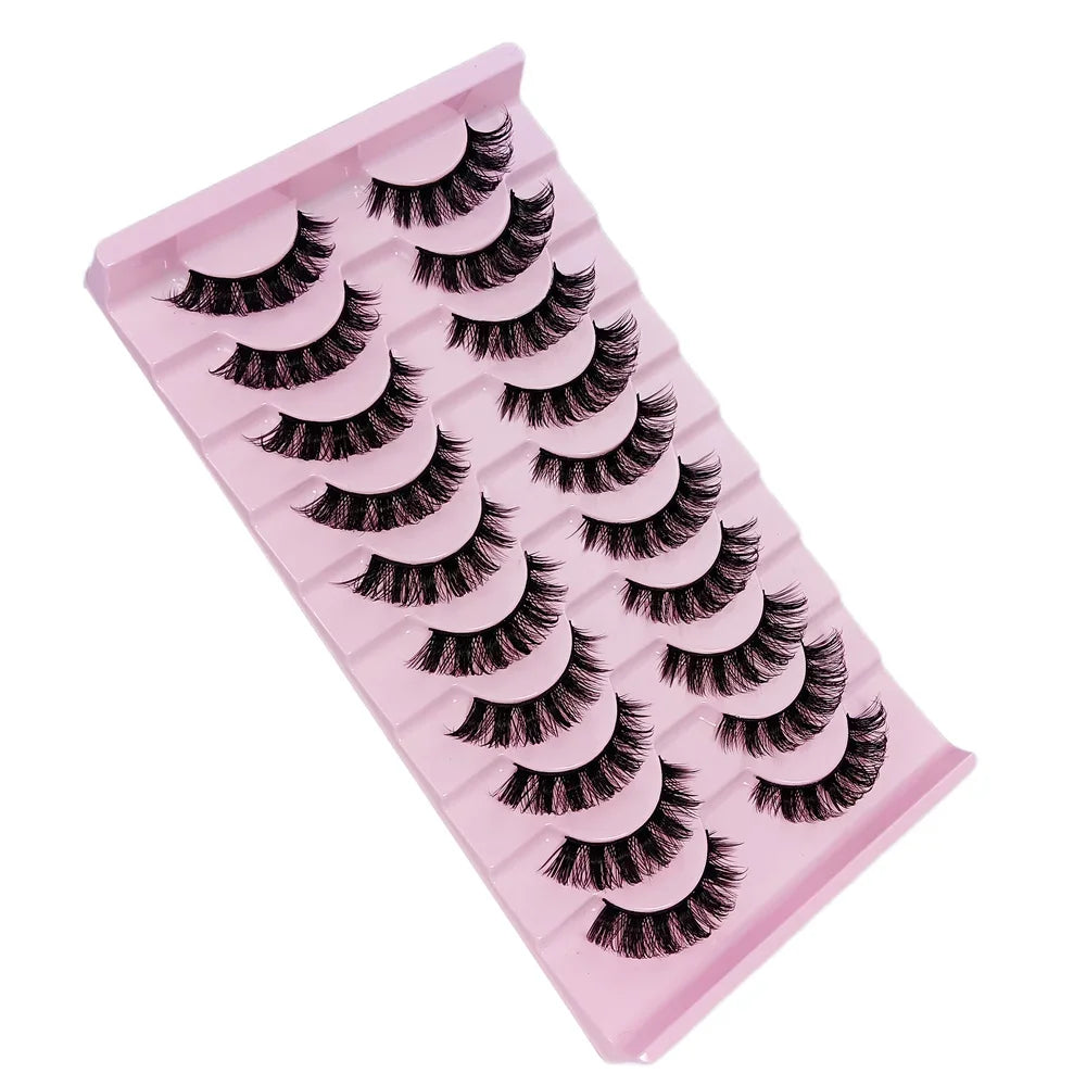 10 Pairs DD Curl Russian Strip Lashes | Fluffy Volume False Eyelashes for Dramatic Lo lifestyle view