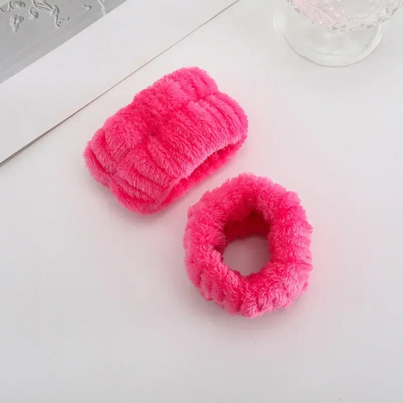 Soft Coral Fleece Headband Women Makeup Wash Face Spa Elastic Hair Band Fashion Female Girls Hair Accessories Wrist Washband