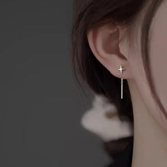 Ventfille 925 Sterling Silver Star Earring for Women Girl Simple Tassels Chain Fashion O detail view