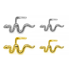 1Pc Stainless Steel L Shape Nose Bone Stud Women Snake Design Nose Ring Labret Lip Ri alternate view