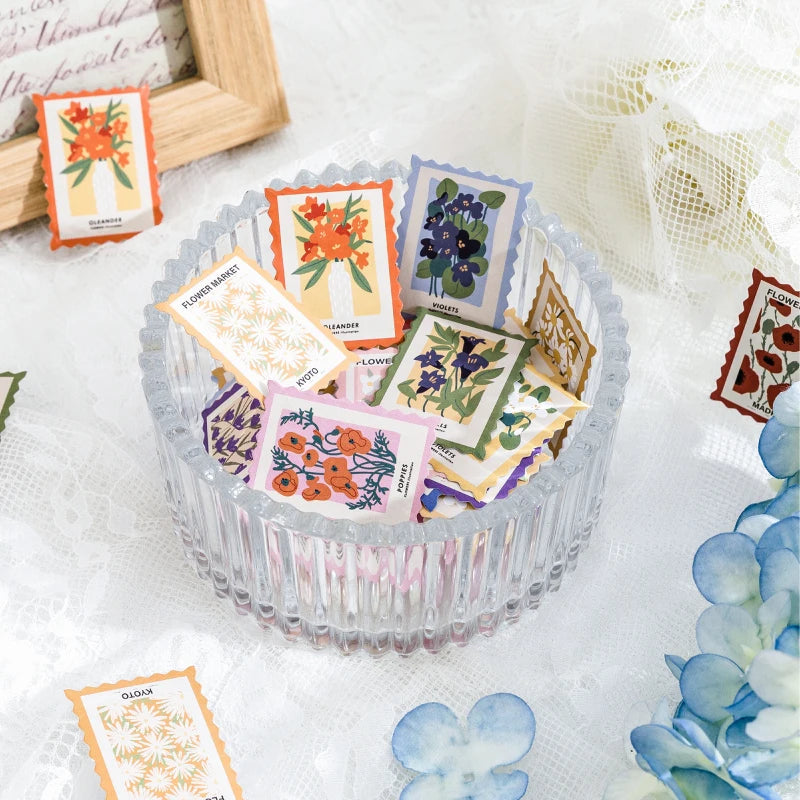 Flower Post Office Decorative Sticker Set | 46pcs Paper Stickers for Scrapbooking and Jo detail view