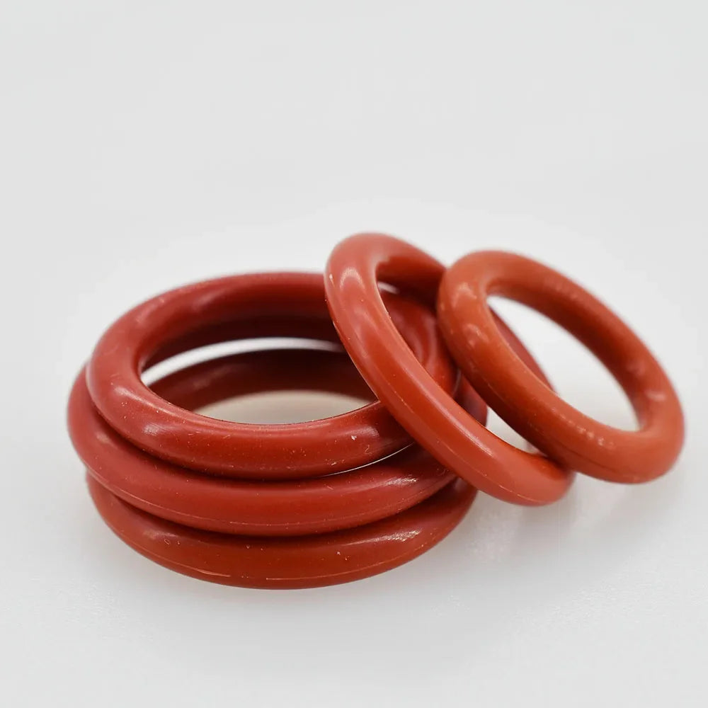 Food Grade Silicone O-Ring Sealing Gasket Set | Red VMQ Rubber Washers for Cookers additional angle