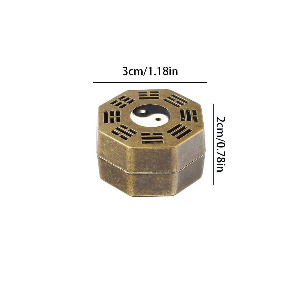 Mini Eight Diagrams Incense Stove | Metal Indoor Incense Burner Tray close-up view