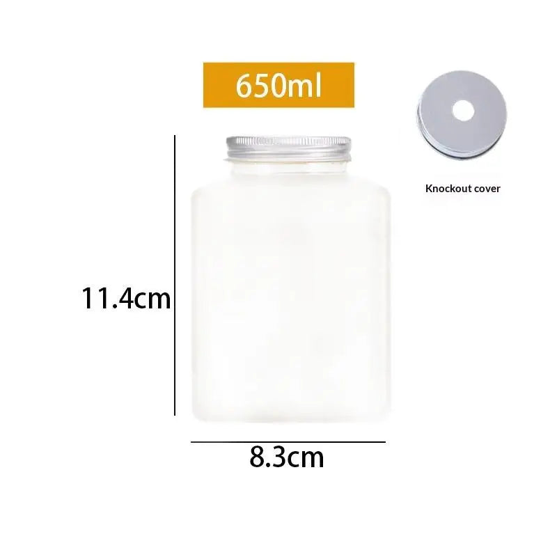 Plastic Disposable Square Plastic Bottle 500ML 650ML Juice Beverage Milk Tea Yogurt Co close-up view