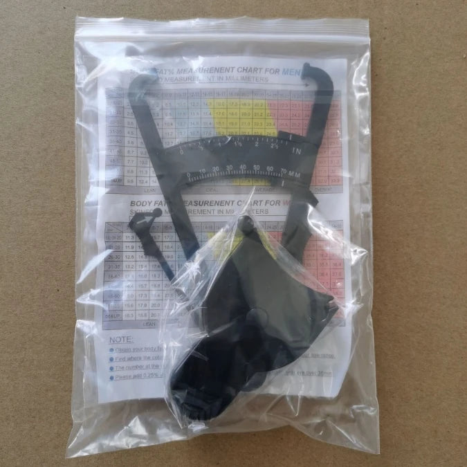 Body fat caliper and Waist Measurement Tape set - handheld fat caliper and tape combinat detail view