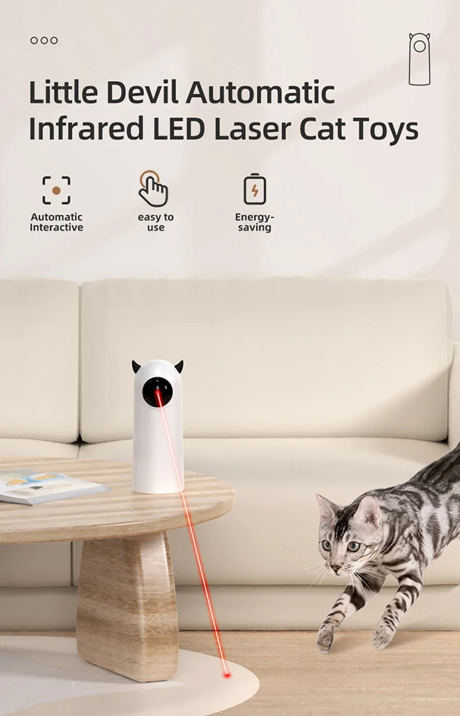Automatic Cat Laser Toy – Rechargeable Interactive