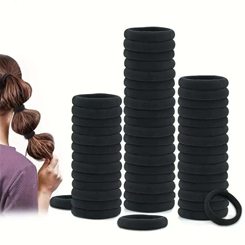 Ties Ponytail Holder Scrunchies Kids Hair for Girls Black Hairband Rubber additional angle
