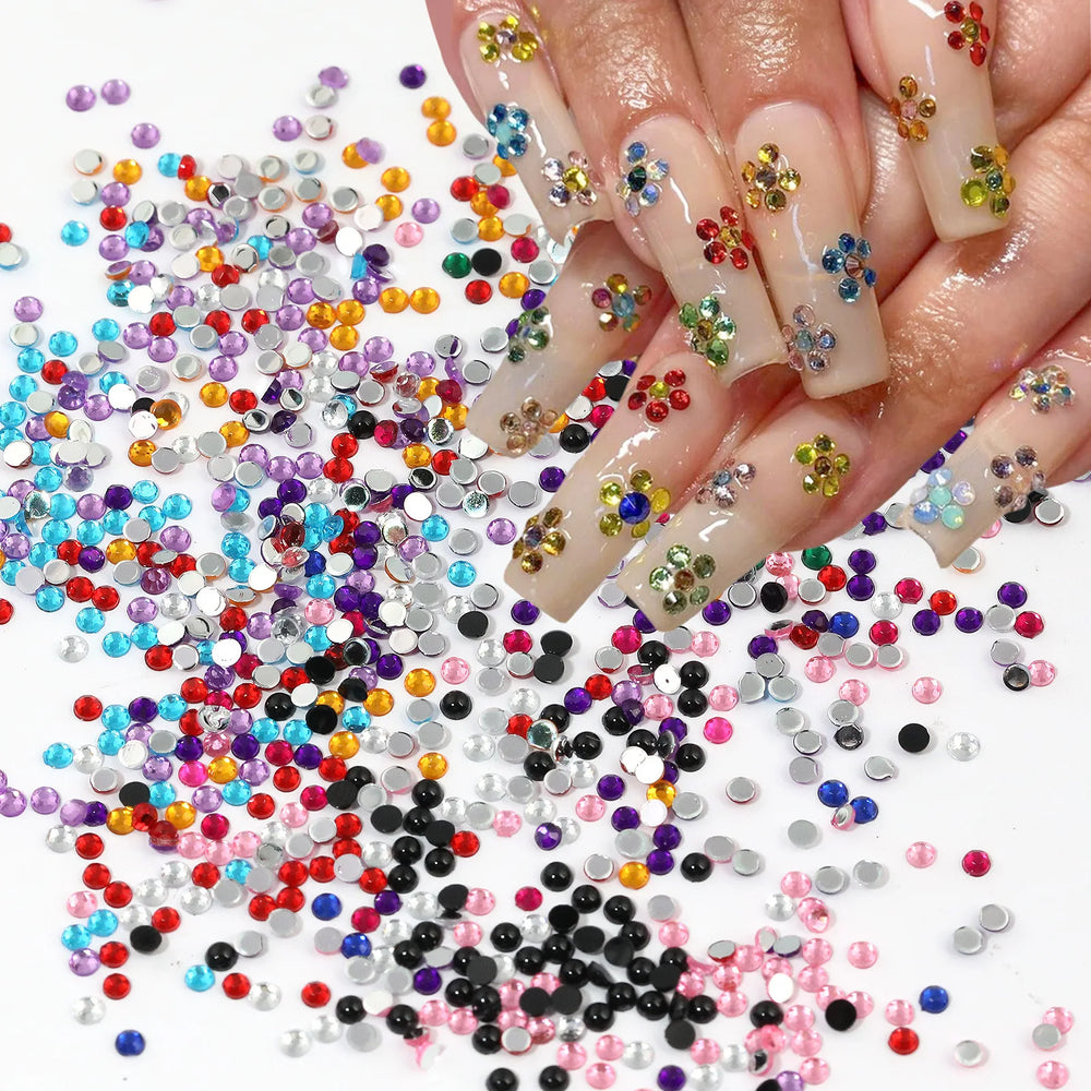 12 Cell Sparkling Crystal Nail Art Beads - Flat Base Stones for Multi‑scene Embellish alternate view