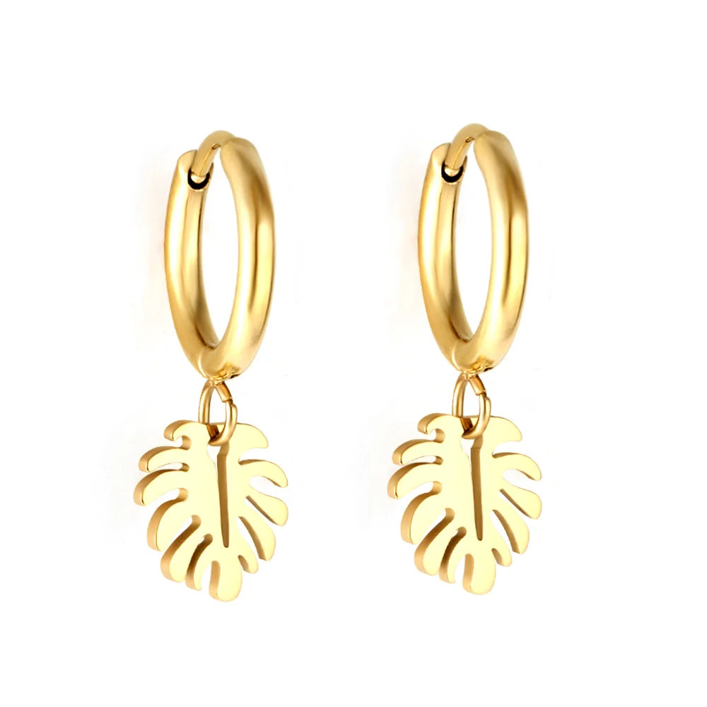 LUXUSTEEL Trendy Cross Women's Stainless Steel Hoop Earrings Colorful Metal Stud Drop Earrings Fashionable Jewelry Gift