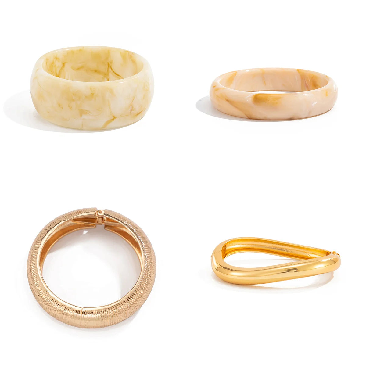 SHIXIN Bohemian Stackable Off White Resin Acrylic Bracelet Women Vintage Geometric Ro lifestyle view