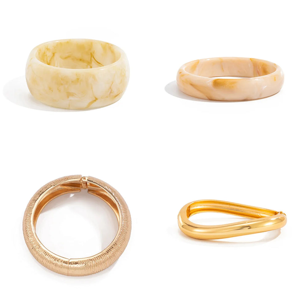 SHIXIN Bohemian Stackable Off White Resin Acrylic Bracelet Women Vintage Geometric Ro lifestyle view