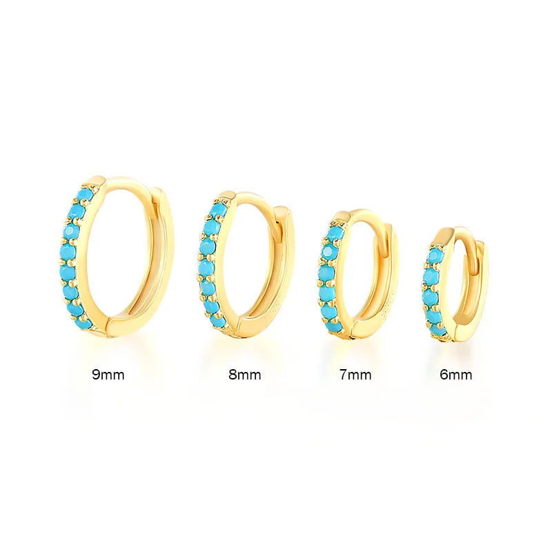 2PCS Stainless Steel Minimal Crystal Zirconia Hoop Earrings Gold Silver Color Small H lifestyle view