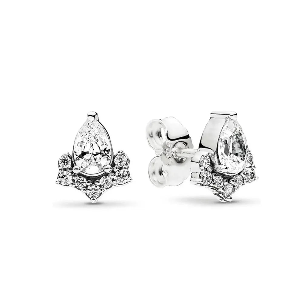 925 Silver Heart Snowflake Moon Earrings | Fine Stud Earrings for Women additional angle
