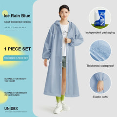Adult Long Raincoat | Reusable Waterproof Windproof Hooded Rain Gear for Hiking and T alternate view