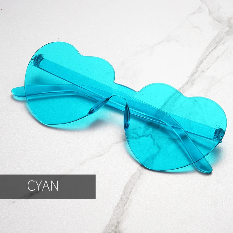 Color heart shape ocean personality Frameless Children's Sunglasses Candy Love Sungla lifestyle view