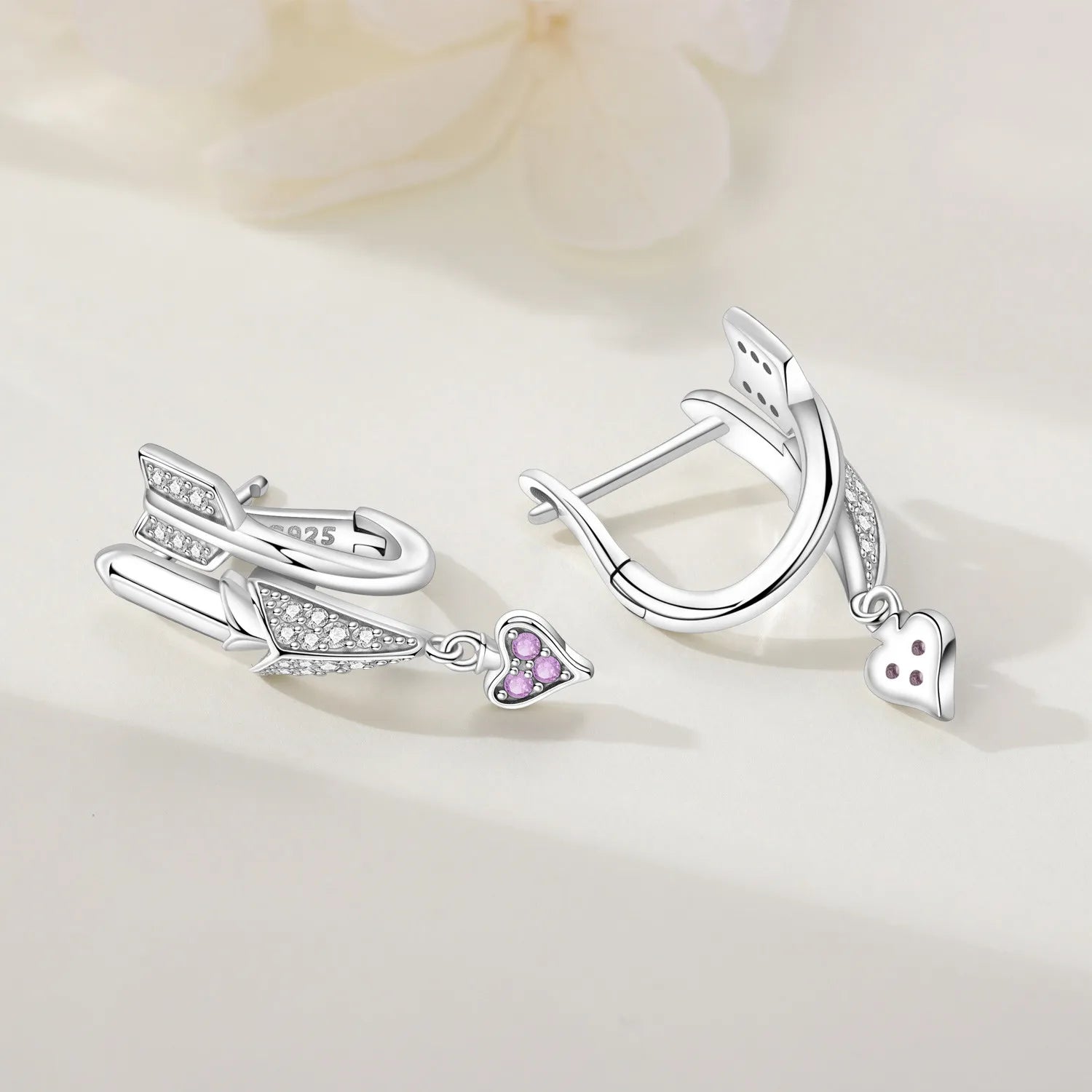 PANPOKI 925 Sterling Silver Cupid Arrow Love Earring Original Jewelry Drop Earrings W alternate view