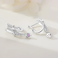 PANPOKI 925 Sterling Silver Cupid Arrow Love Earring Original Jewelry Drop Earrings W alternate view