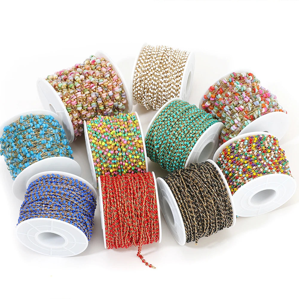 1 Meter Stainless Steel Enamel Beads Chain | DIY Jewelry Making Supplies alternate view