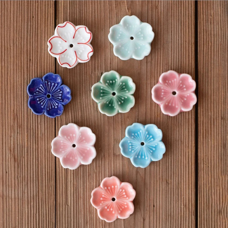 Ceramic Cherry Blossom Incense Holder | Aromatherapy Burner for Home & Office additional angle