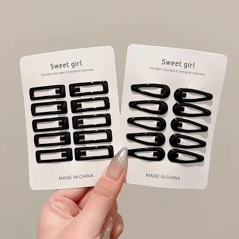 10pcs/set Girls Mini Black Alloy Bobby Pins Water Drop Rectangle Hairpins Children Ba alternate view