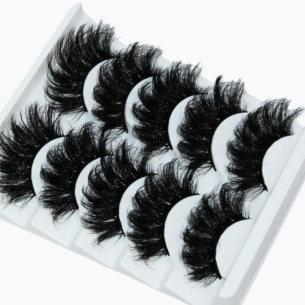 Thick Dramatic Faux Mink Eyelashes | 5 Pairs of Fluffy 3D Lashes for Dramatic Volume detail view