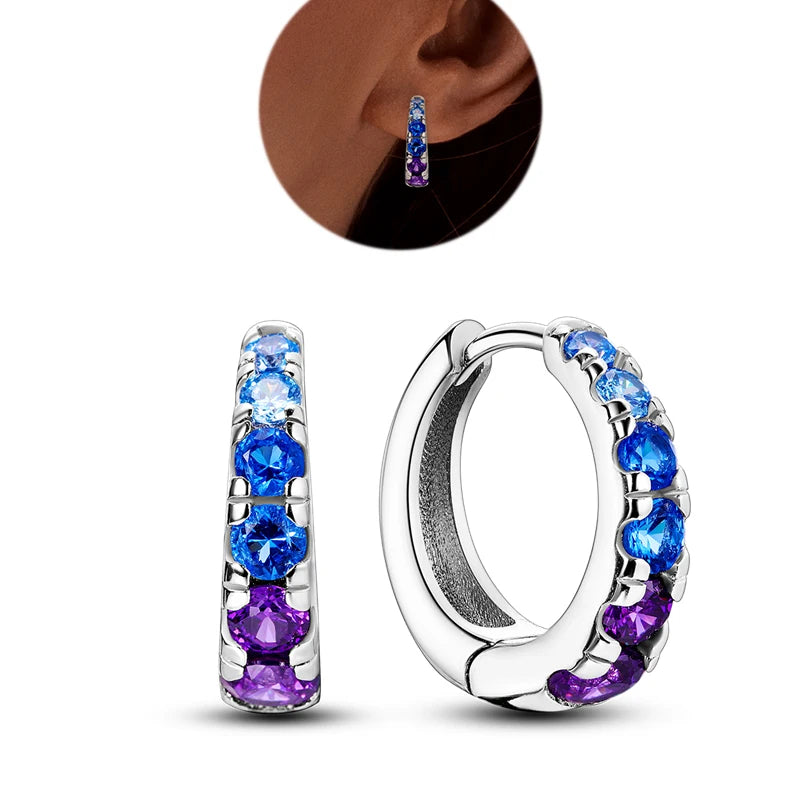 Hot Sale 925 Sterling Silver Heart Earrings Fit Original Charms Hoop Earrings For Women detail view