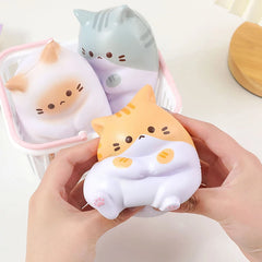 Cat Stress Relief Squishy Toy | Slow Rising PU Squeeze Antistress Ball close-up view