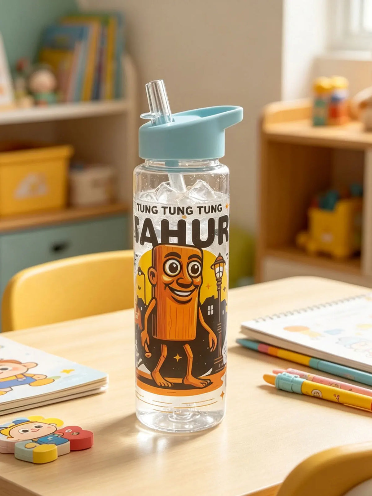1 Piece 750ml (26 fl oz) Cartoon Printed Straw Cup, Summer Plastic Water Bottle, BPA Fre detail view