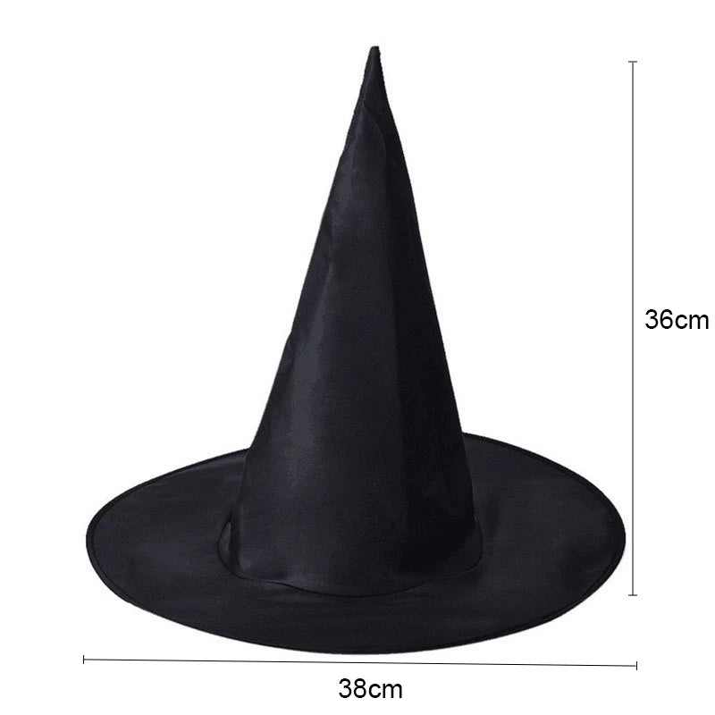 Halloween Witch Hat Black Folds Wizard Hats close-up view