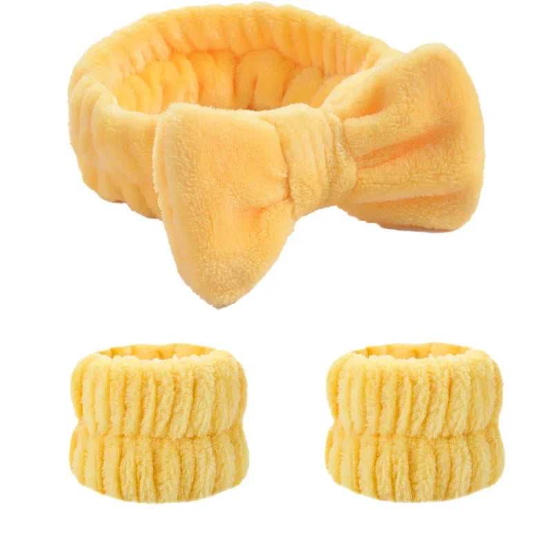 Soft Coral Fleece Headband Women Makeup Wash Face Spa Elastic Hair Band Fashion Female Girls Hair Accessories Wrist Washband