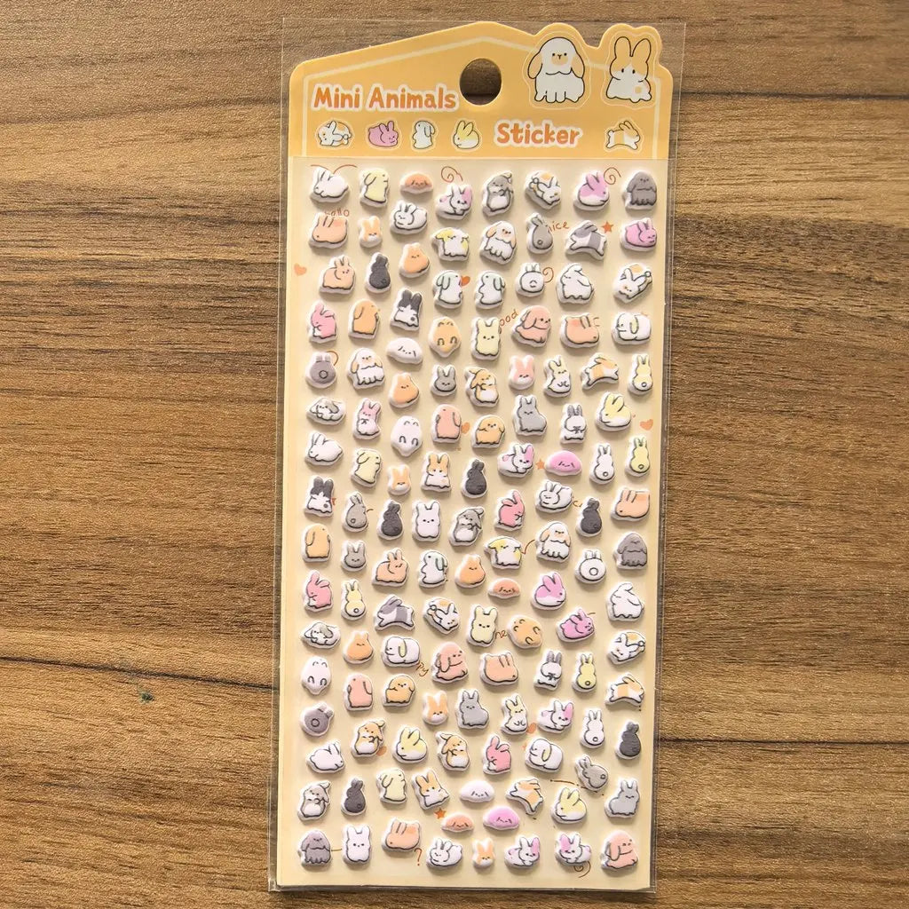 4-Pack Cute Mini Animal Pattern Stickers | Vibrant Stationery Decor Embellishments close-up view