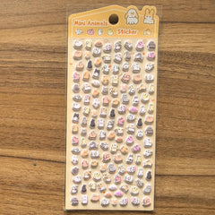 4-Pack Cute Mini Animal Pattern Stickers | Vibrant Stationery Decor Embellishments close-up view