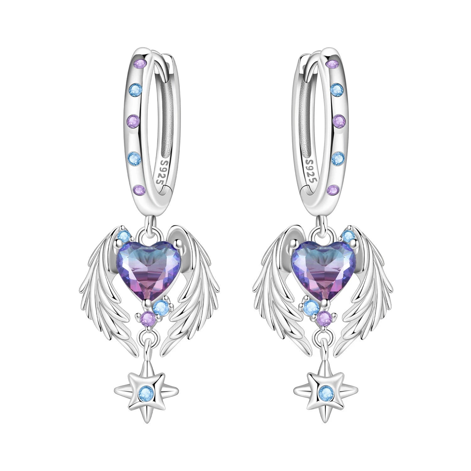 PANPOKI 925 Sterling Silver Cupid Arrow Love Earring Original Jewelry Drop Earrings Wo close-up view