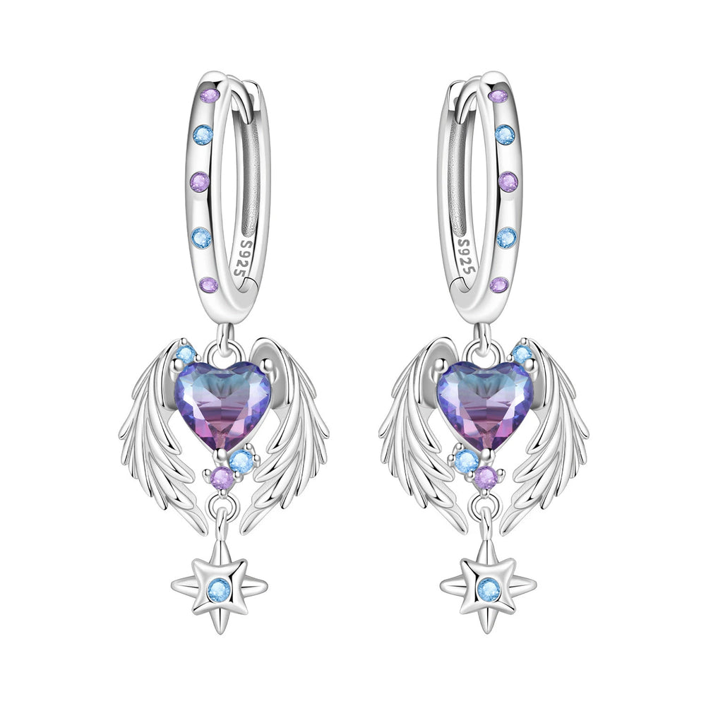 PANPOKI 925 Sterling Silver Cupid Arrow Love Earring Original Jewelry Drop Earrings Wo close-up view