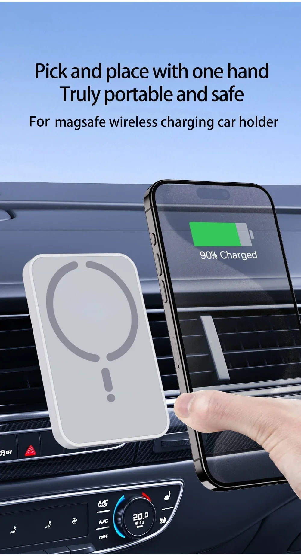 100W Magnetic Wireless Car Charger Air Vent Phone Holder - Onlytenbucks.com