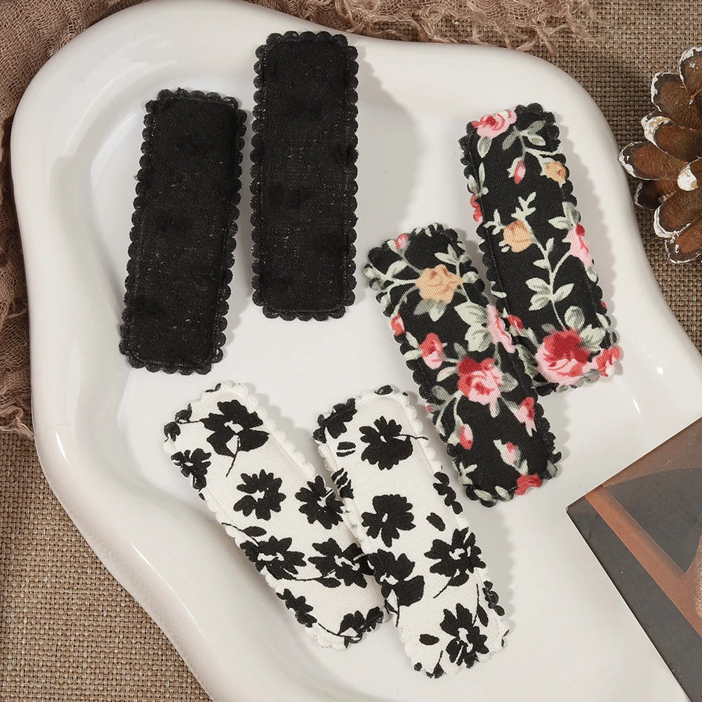 1 Set Printed Fabric Hair Clips Sweet Handmade BB Hair Clips Baby Girl Bangs Fixed Edge Clips Children's Hair Accessories Gifts