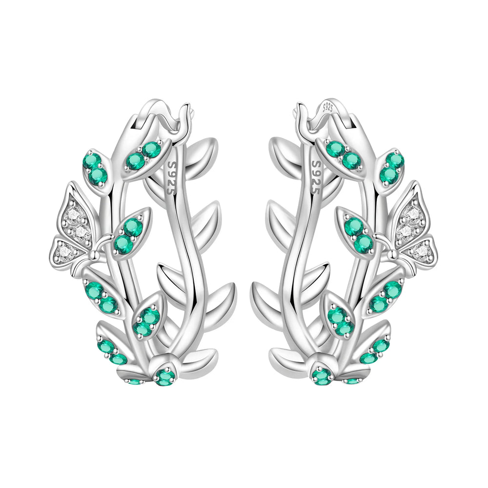 Orstarry Original 925 Sterling Silver Blue Iris Flower Earrings Women Hoop Earring Ann close-up view