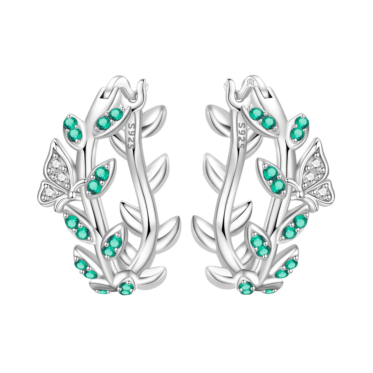 Orstarry Original 925 Sterling Silver Blue Iris Flower Earrings Women Hoop Earring Ann close-up view