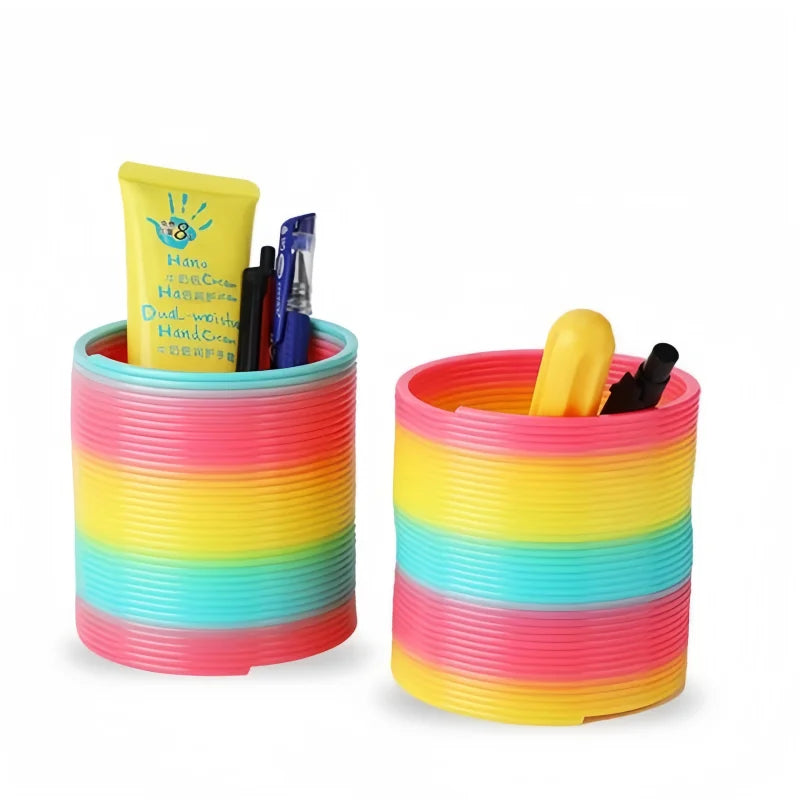 Rainbow Circle Fun Folding Toy Material Spring Coil Children's Creative Magic Party Pa close-up view