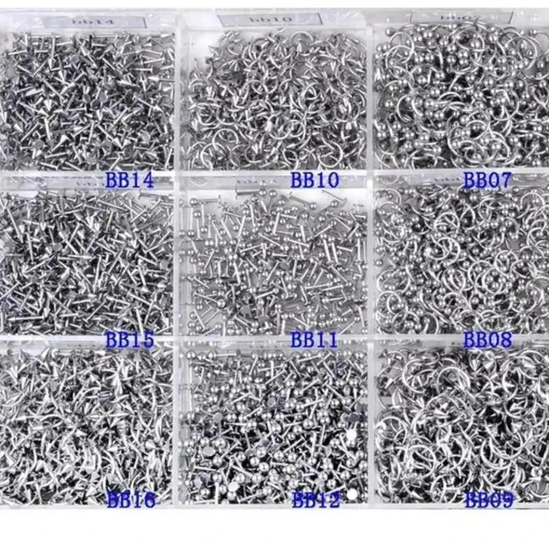 90/45 Pcs Mixed Styles Stainless Steel Eyebrow Navel Belly Lip Tongue Nose Piercing Ba close-up view