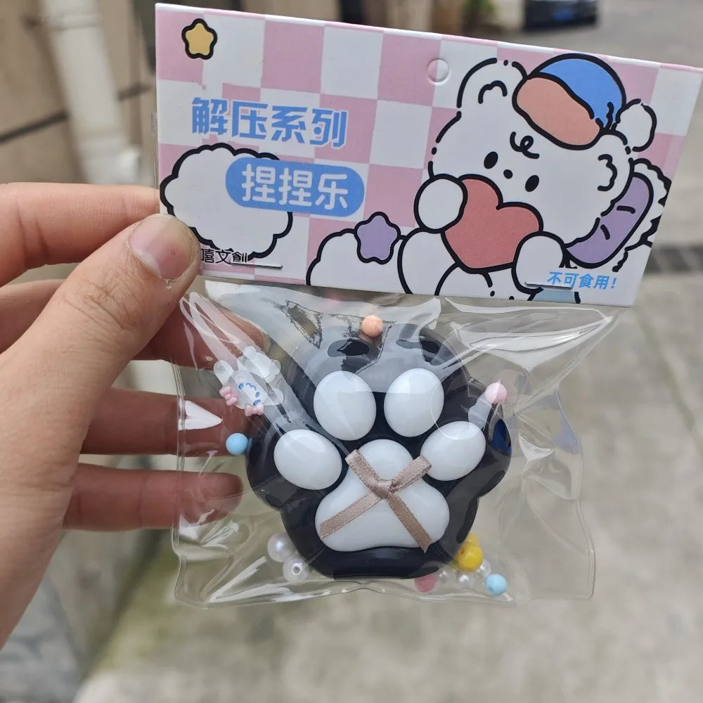 Taba Squishy Bow Cat Paw Fidget Toys | Cute Pink Cat Foot Slow Rebound Toy detail view